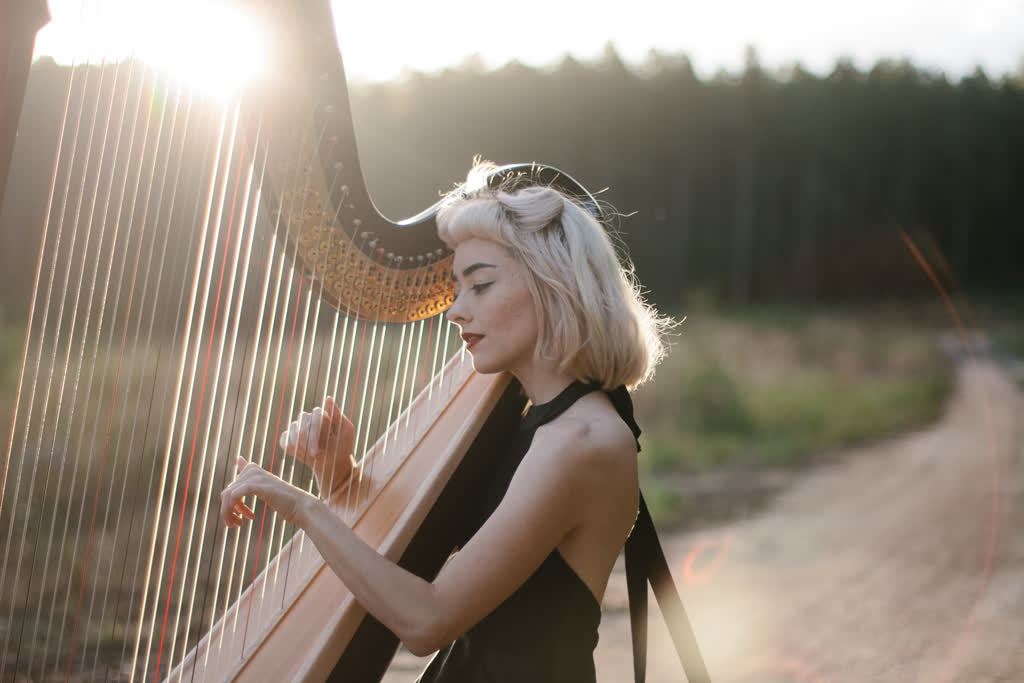 Janita Billingham, harp player in Brisbane