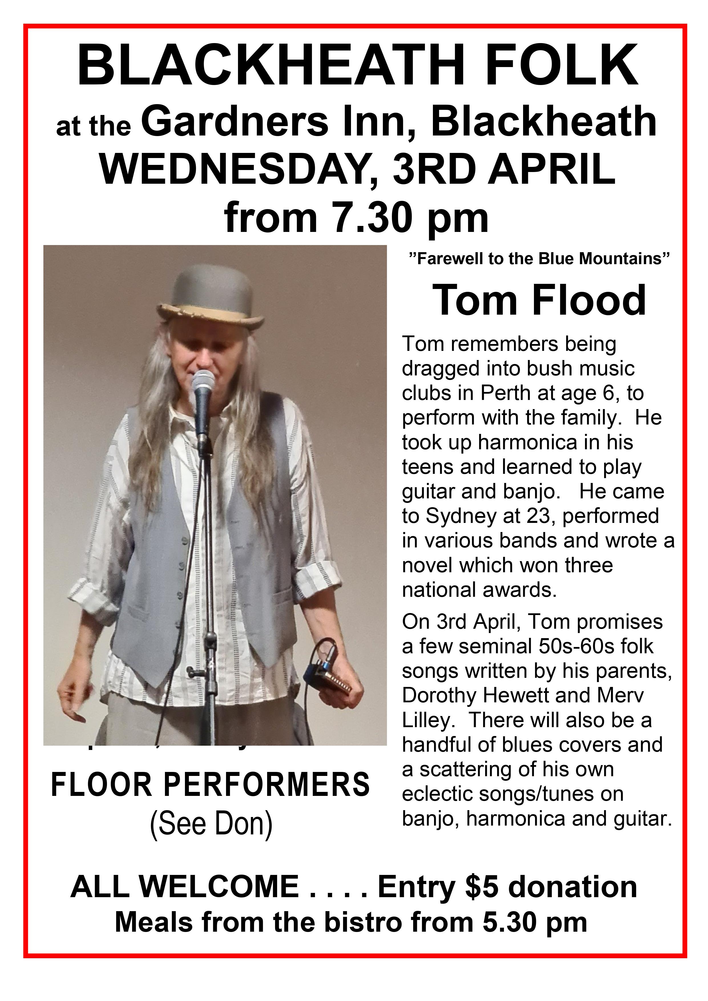 Tom Flood, folk singer in Margaret River
